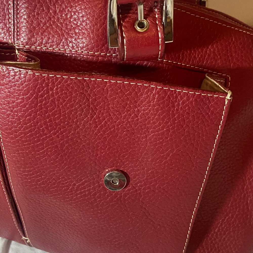 Tignanello Brick Red Genuine Pebble Leather Shoulder Satchel handbag tote - Picture 10 of 12